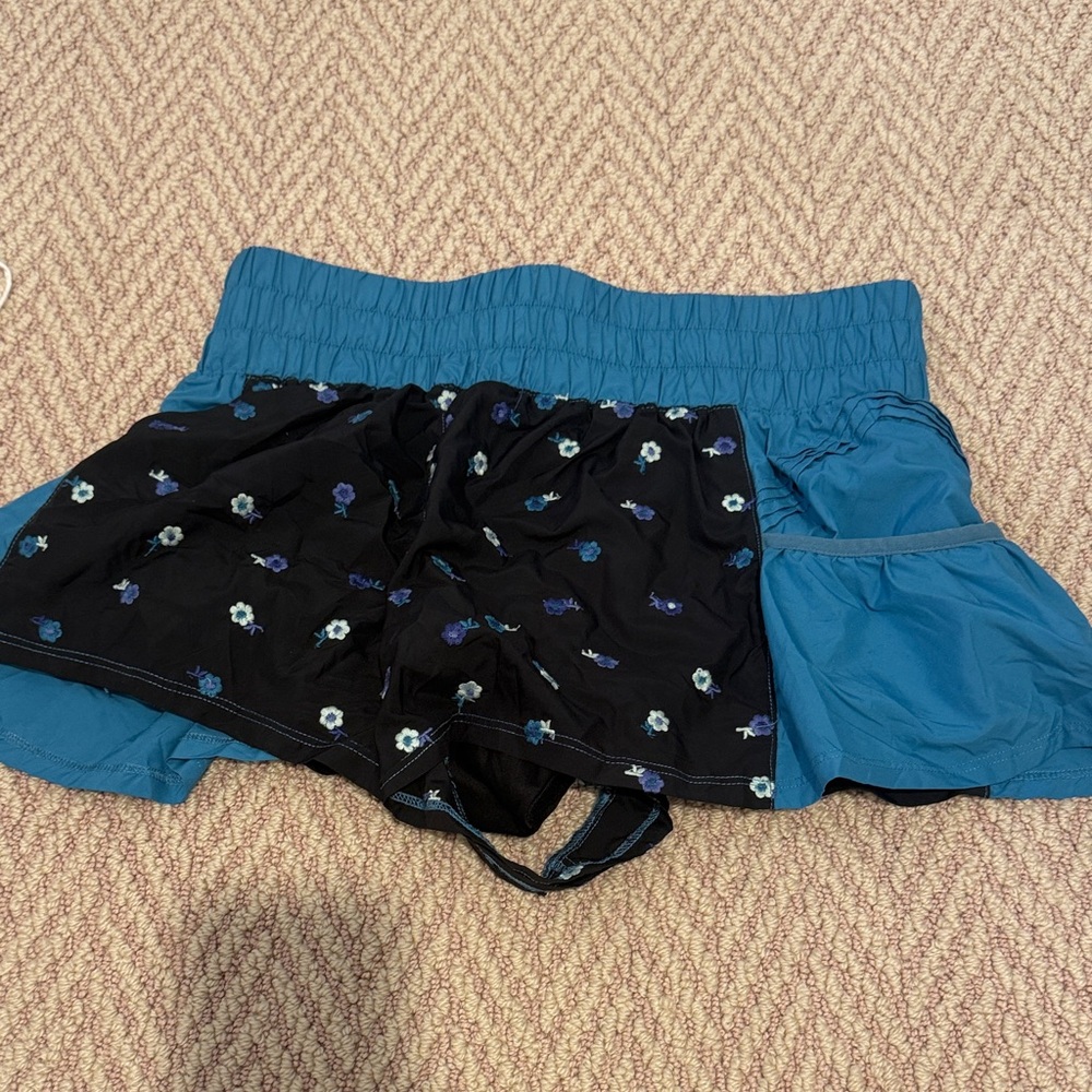 FP Movement by Free People Kids Black and Blue Floral Shorts